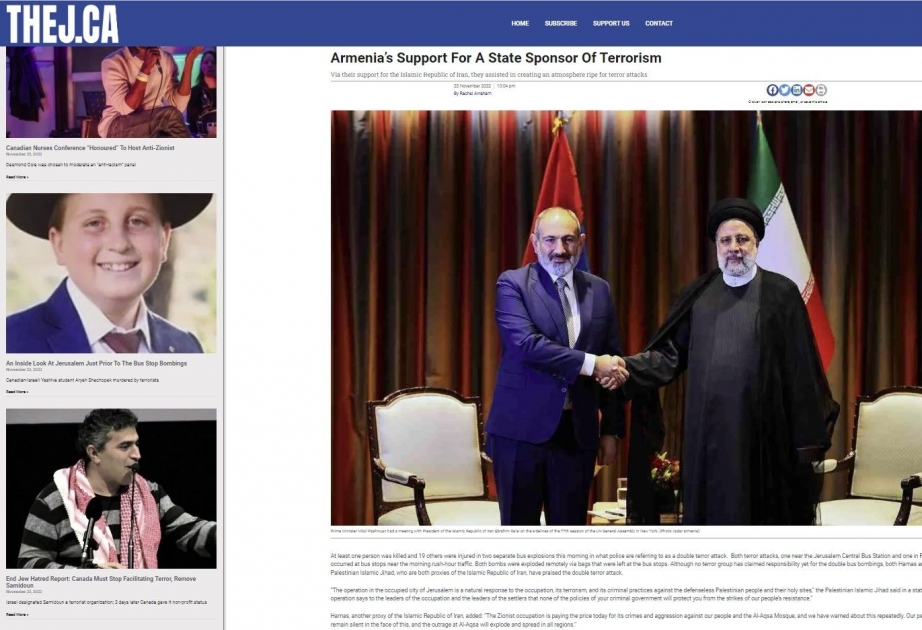 Kanada mətbuatı Ermənistan-İran işbirliyindən yazıb