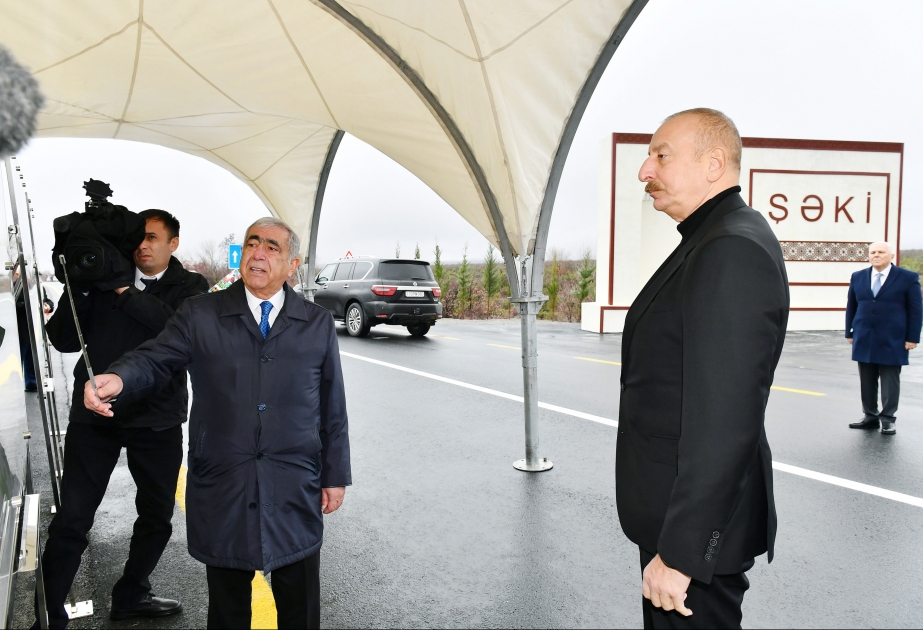 President Ilham Aliyev attended inauguration of Oghuz-Shaki highway after reconstruction VIDEO