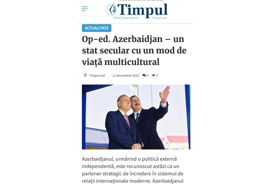 Moldovan news portal publishes article by AZERTAC’s special correspondent dedicated to national leader Heydar Aliyev