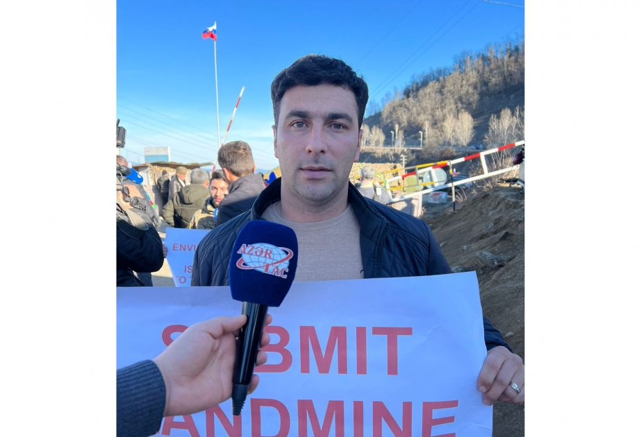 Aksiya iştirakçısı: Ermənistanı mina terroruna son qoymağa çağırırıq