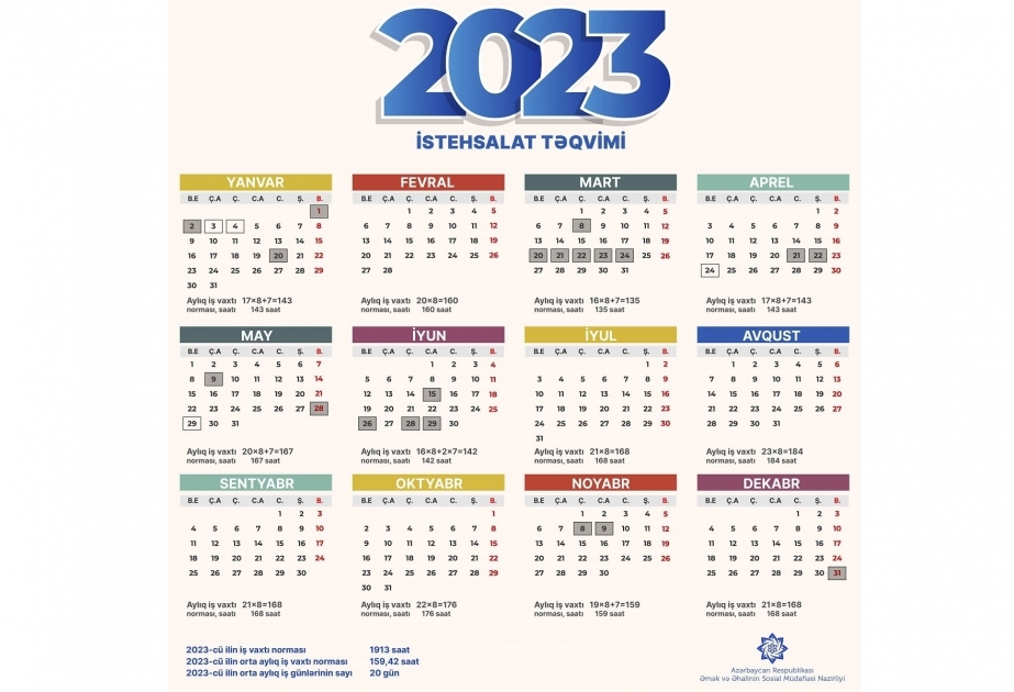 Утверждены нормы рабочего времени и производственный календарь на 2023 год  - АЗЕРТАДЖ