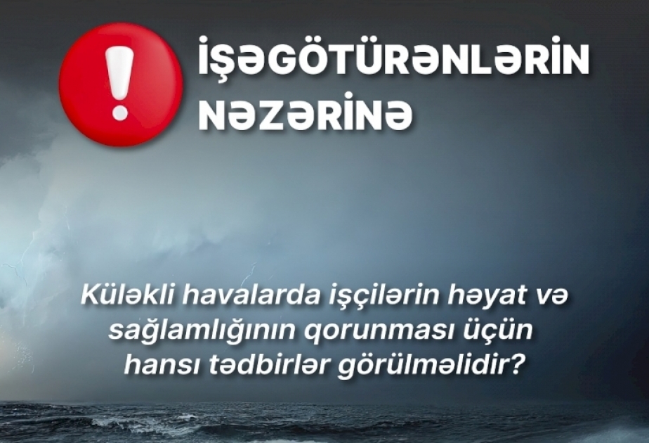 Küləkli havalarda işçilərin həyat və sağlamlığının qorunması üçün görülməli tədbirlər