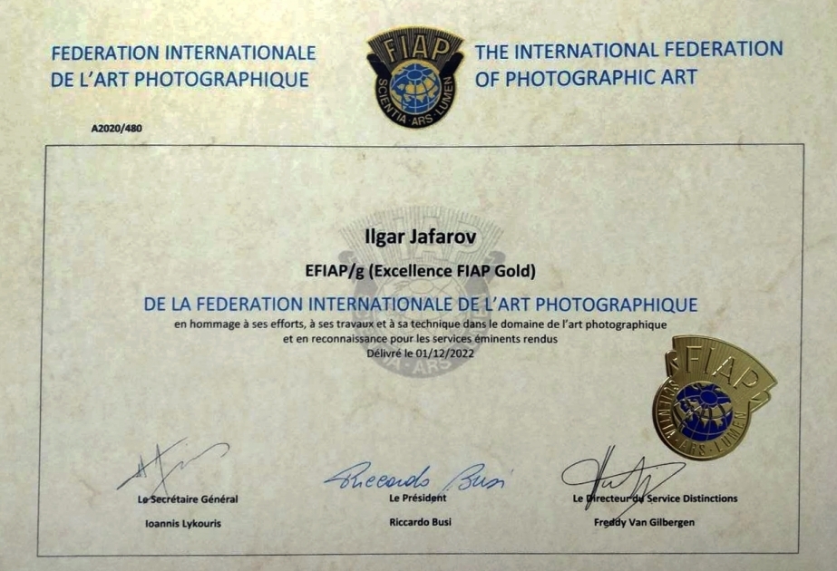 Le photojournaliste de l’AZERTAC Ilgar Djafarov reçoit le titre « Excellence FIAP Gold »

