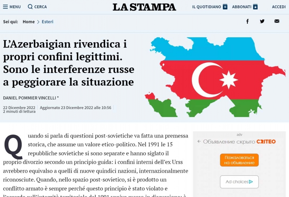 “Laçın yolunda etirazların səbəbi sülh müqaviləsinə qarşı çıxan ermənilərin gərginliyi artırmasıdır” - italiyalı professor