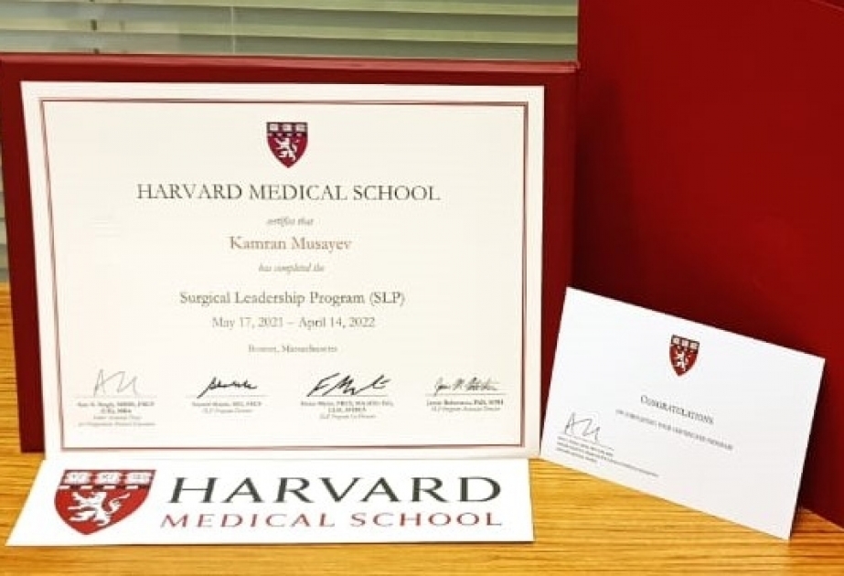 Professor Kamran Musayevə Harvard Tibb Məktəbinin diplomu təqdim olunub