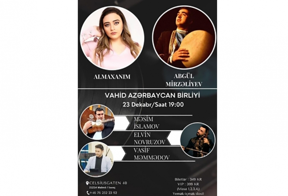 Almaxanım Əhmədli sənət dostları ilə İsveçdə konsert verib
