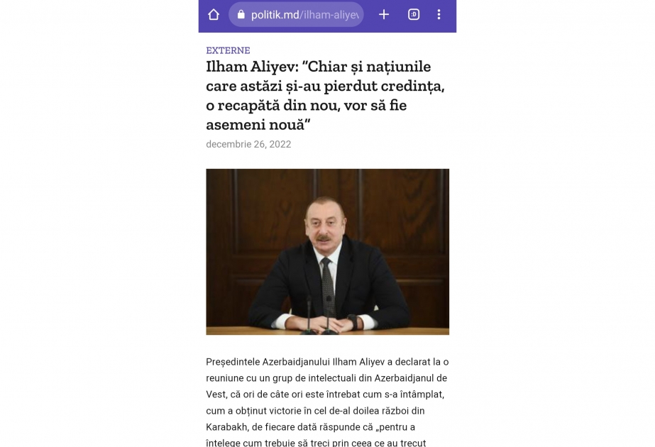 Moldova KİV-ləri Qərbi Azərbaycana Qayıdış Konsepsiyasından yazıb
