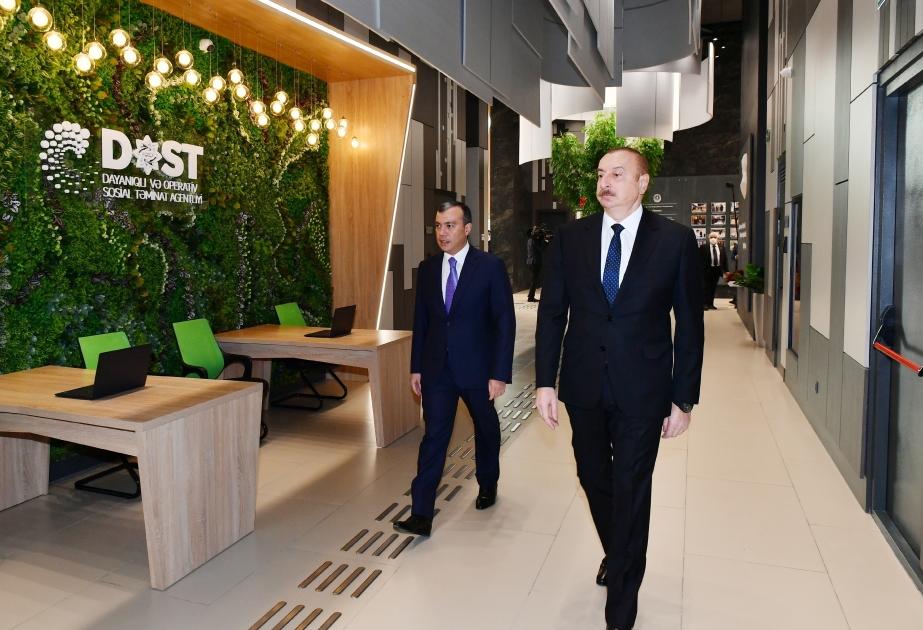 Präsident Ilham Aliyev weiht DOST-Zentrum Nummer 5 ein VIDEO