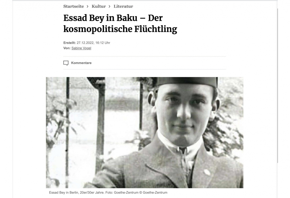 Alman nəşrində “Əsəd bəy Bakıda – Kosmopolit qaçqın” adlı məqalə dərc olunub
