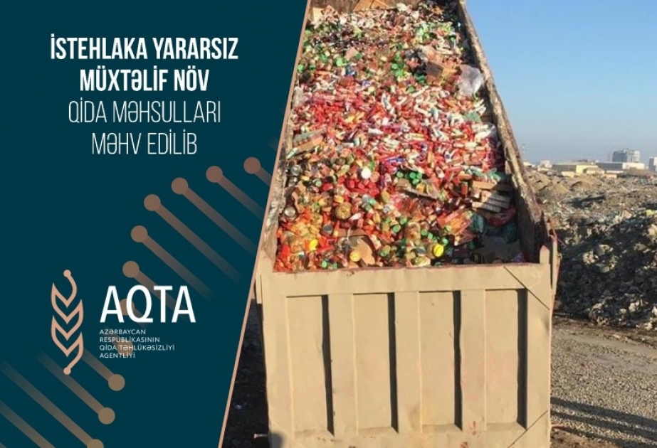 İstehlaka yararsız müxtəlif növ qida məhsulları məhv edilib