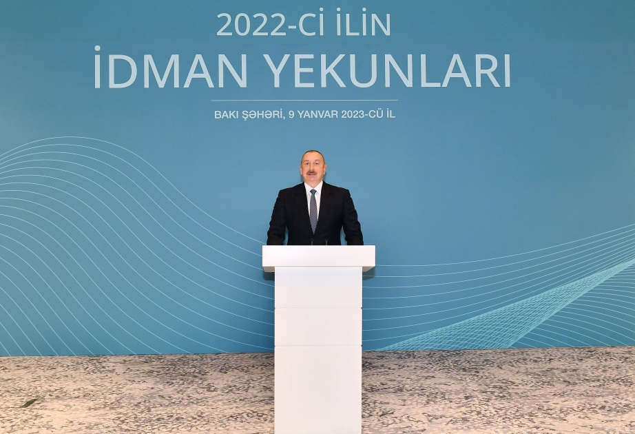 El Presidente de Azerbaiyán asiste a la ceremonia de los resultados deportivos del año pasado