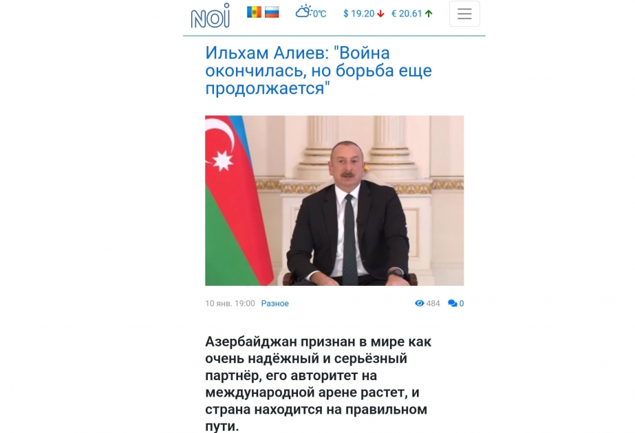 Moldova KİV-ləri Azərbaycan Prezidentinin telekanallara müsahibəsini geniş işıqlandırıb