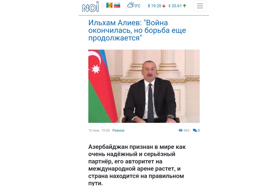 President Ilham Aliyev’s interview with local TV channels in Moldovan media spotlight