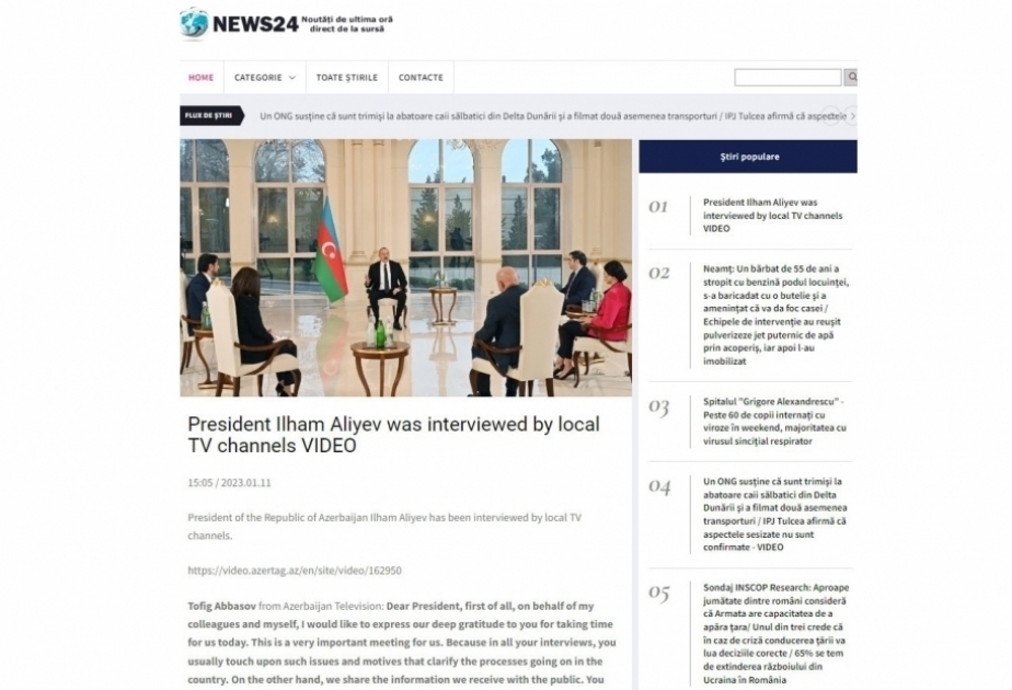 Cumhurbaşkanı İlham Aliyev’in yabancı medya merceğinde yerli televizyonlarla yaptığı röportaj