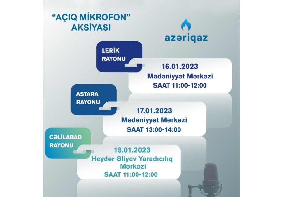 “Azəriqaz” daha 3 rayonda sakinlərin müraciətlərini dinləyəcək