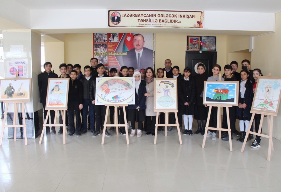 Sabirabadda "20 Yanvar şagirdlərin gözü ilə" adlı rəsm sərgisi açılıb