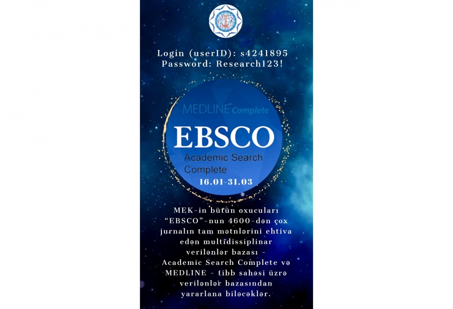 MEK-in oxucuları “EBSCO” məlumat bazasından yararlana biləcəklər