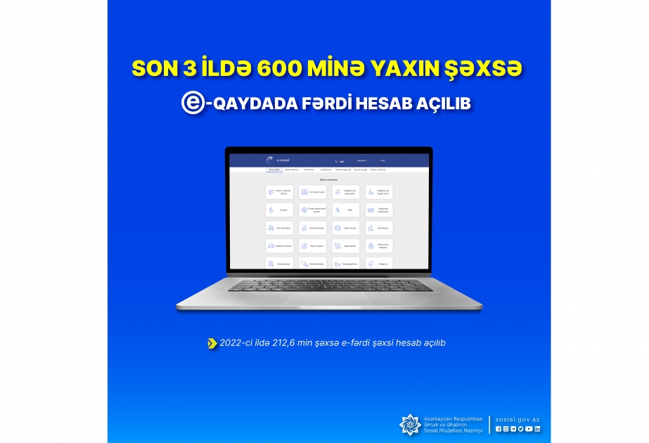 Son üç ildə 600 minə yaxın şəxsə e-qaydada fərdi hesab açılıb