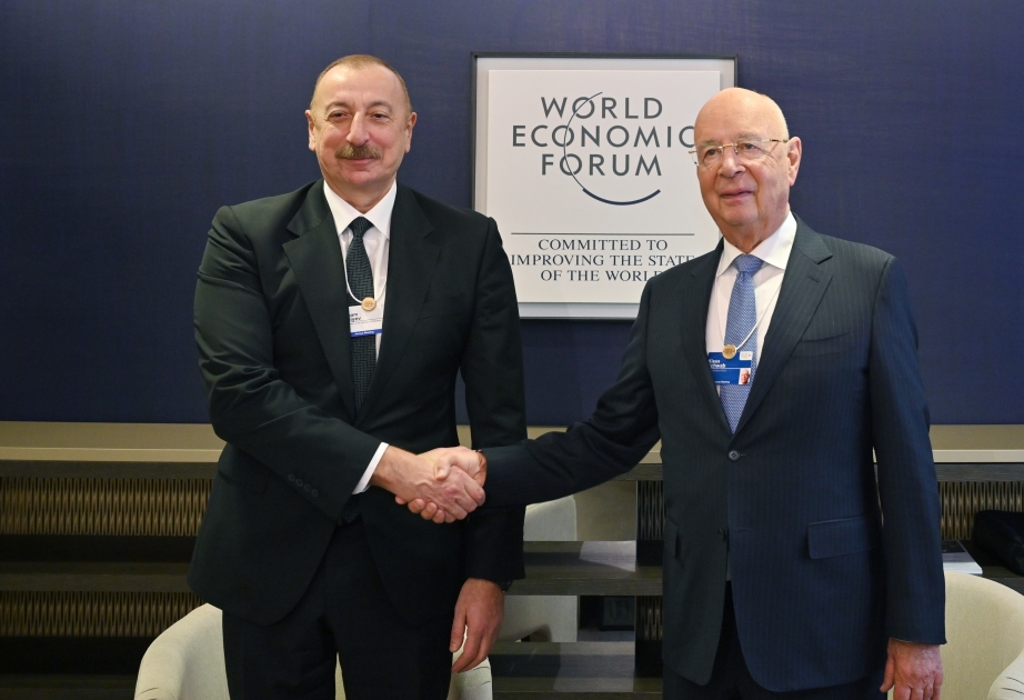 President Ilham Aliyev met with Executive Chairman of World Economic Forum Klaus Schwab in Davos VIDEO