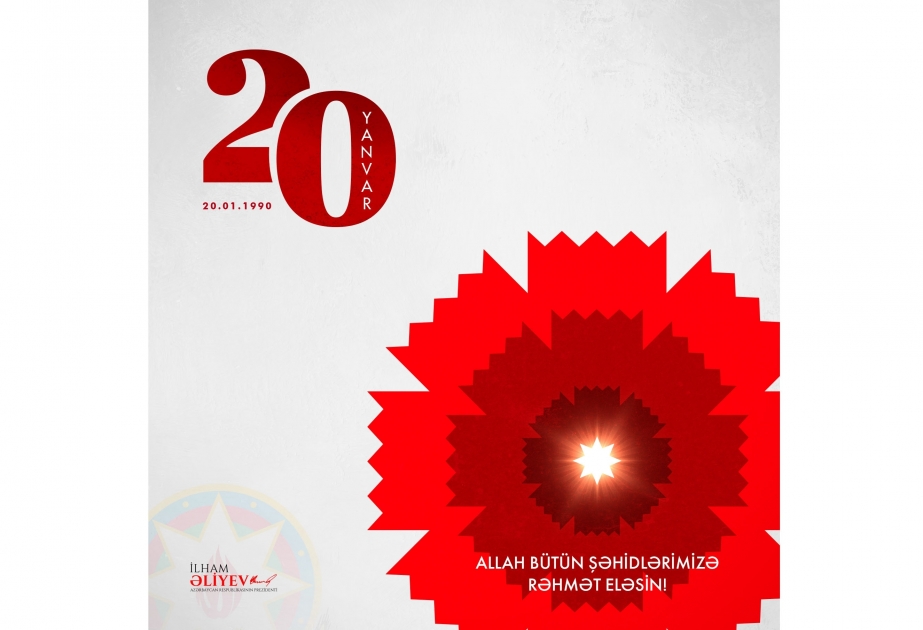 Anlässlich der 20. Januartragödie teilt Präsident Ilham Aliyev Beitrag in sozialen Medien