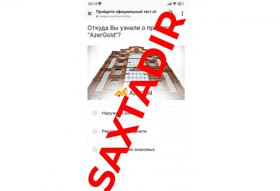 “AzerGold”: Adımızdan saxta reklam kampaniyaları təşkil olunaraq fişinq hücumları həyata keçirilir