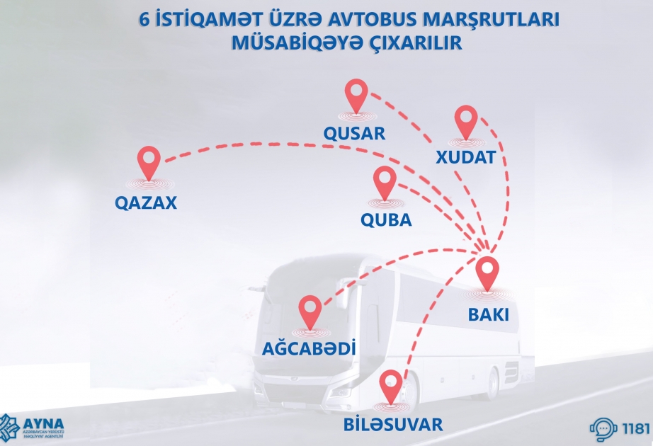Altı istiqamətdə şəhərlərarası avtobus marşrutları müsabiqəyə çıxarılır