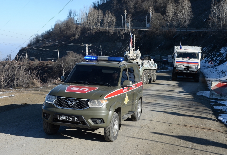 Russian peacekeepers` vehicles passed freely along Lachin-Khankendi road