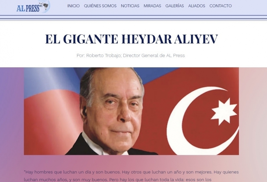 В колумбийской прессе опубликована статья о великом лидере Гейдаре Алиеве

