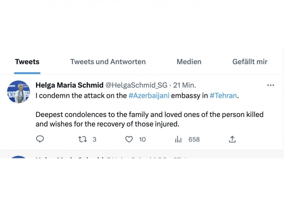 Secretario General de la OSCE condenó el ataque a la Embajada de Azerbaiyán en Teherán
