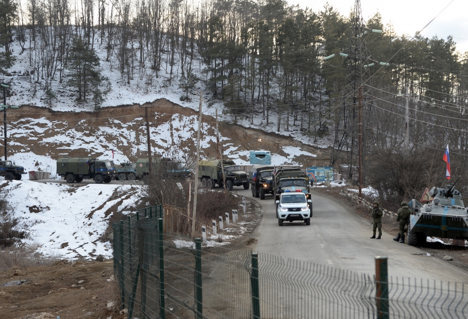 Russian peacekeepers` vehicles passed freely along Lachin-Khankendi road