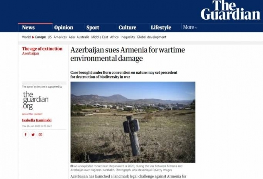 The Guardian: Азербайджан подает в суд на Армению за ущерб окружающей среде