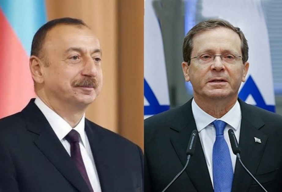 Präsident von Israel Isaac Herzog telefoniert mit Präsident Ilham Aliyev

