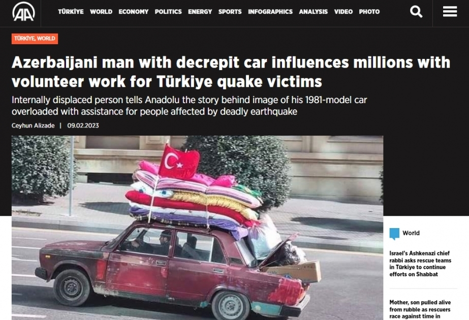 Azerbaijani man with decrepit car influences millions with volunteer work for Türkiye quake victims

