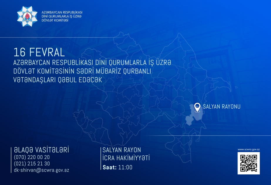 Dövlət Komitəsinin sədri Salyanda vətəndaşların müraciətlərini dinləyəcək
