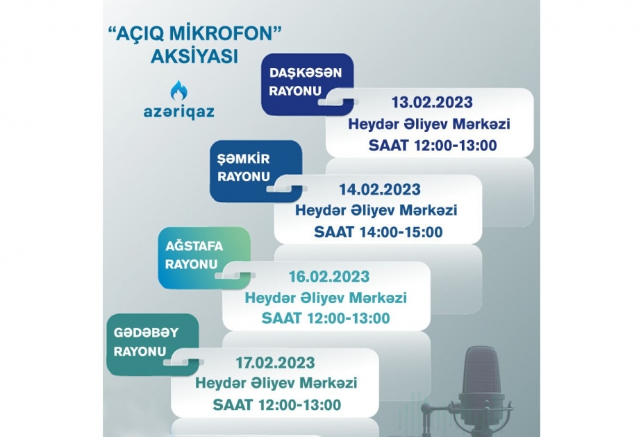 “Azəriqaz”: Daha 4 rayonda sakinlərin müraciətləri dinləniləcək