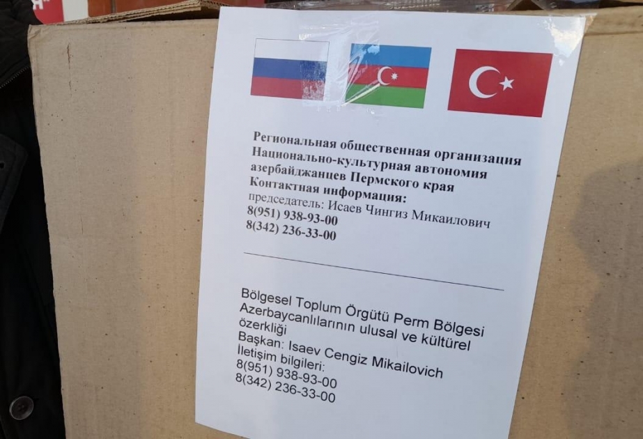 Permdəki diasporumuz Türkiyəyə humanitar yardım göndərib