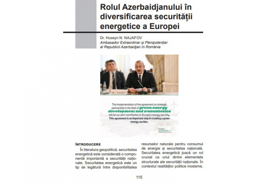 Rumıniya nəşri Avropada enerji təhlükəsizliyində Azərbaycanın rolundan yazıb