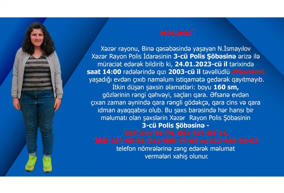 Bakıda 20 yaşlı qız itkin düşüb