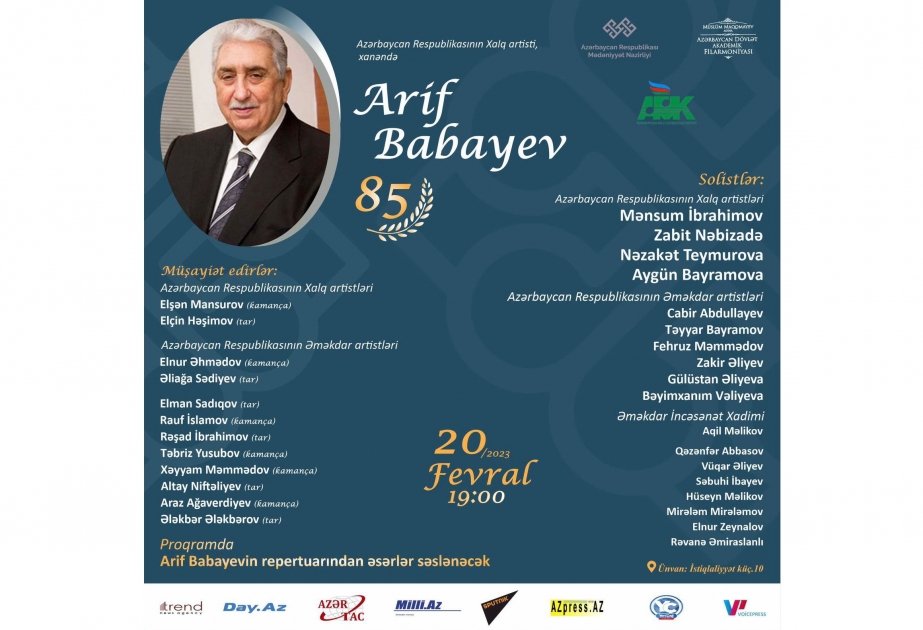 Xalq artisti Arif Babayevin 85 illik yubileyi qeyd olunacaq