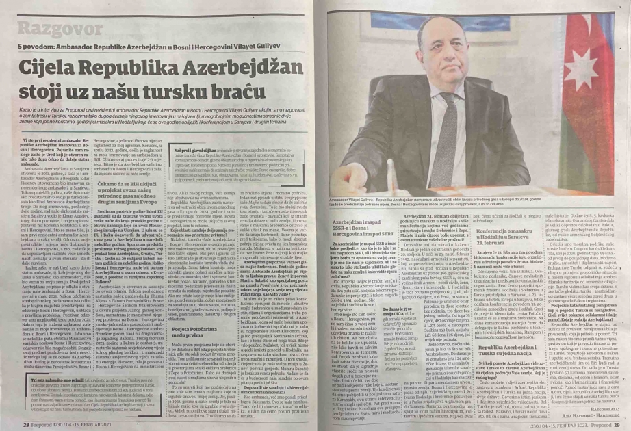 Azərbaycan ilə Bosniya və Herseqovina arasında siyasi əlaqələr yüksək səviyyədədir