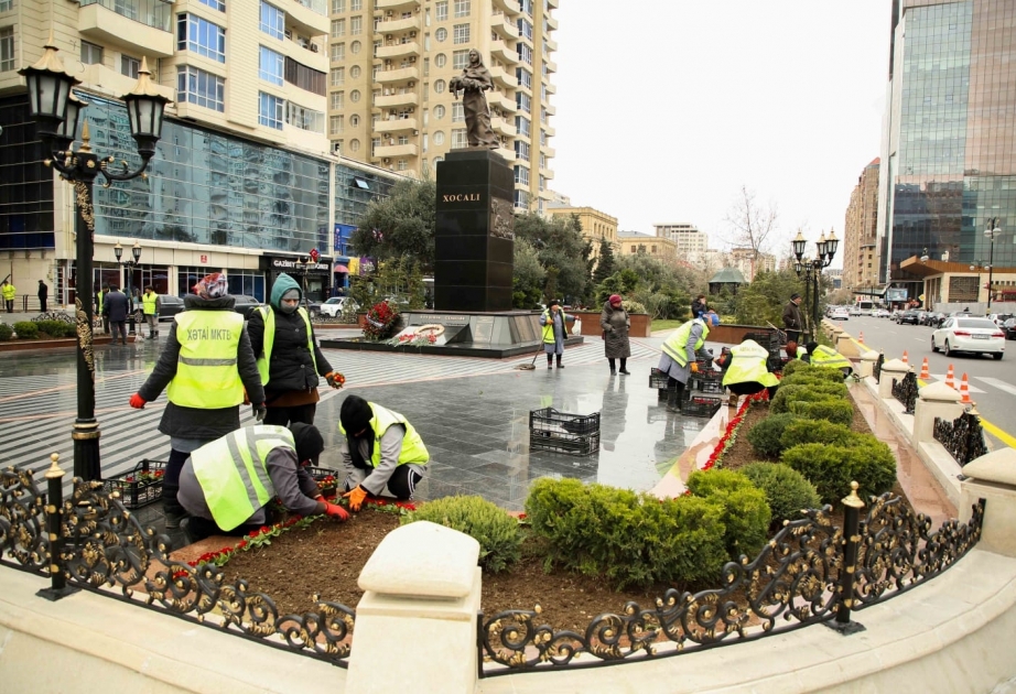 Xocalı faciəsinin 31-ci ildönümü ilə bağlı “Ana fəryadı” abidəsinin yerləşdiyi parkda hazırlıq işləri davam edir