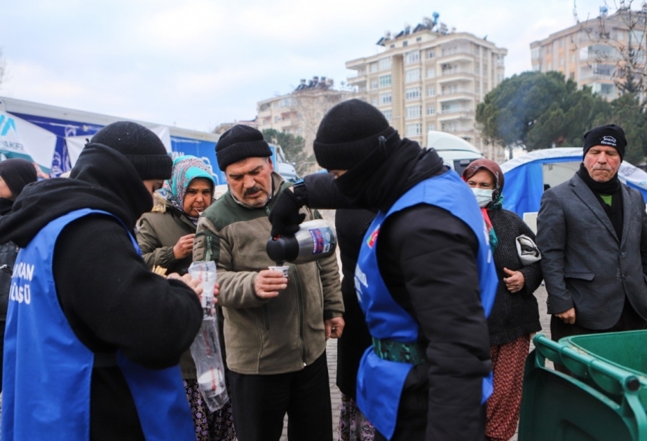 Azerbaijani volunteers set up tents for children in Turkiye`s quake-hit Malatya