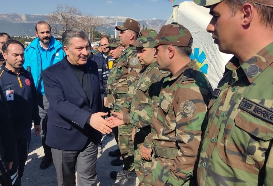 Turkish health minister visits Azerbaijan’s mobile field hospitals in quake-hit Kahramanmaras