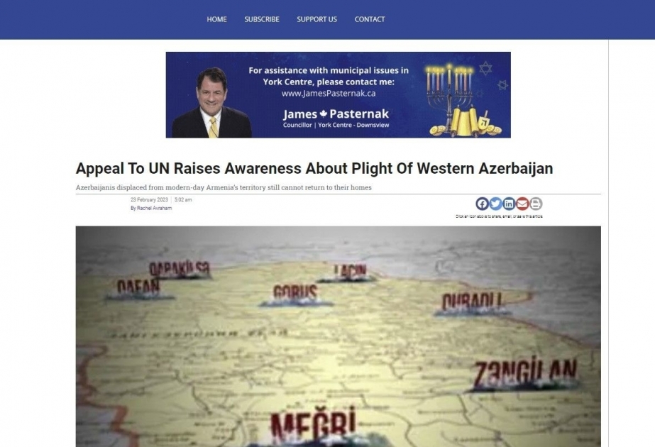 Western Azerbaijan in Canadian media spotlight