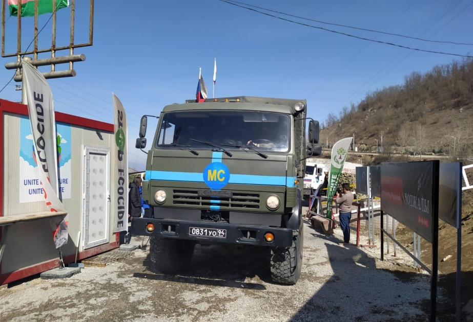 Rusiya sülhməramlılarına aid iki avtomobil karvanı aksiya ərazisindən sərbəst keçib VİDEO