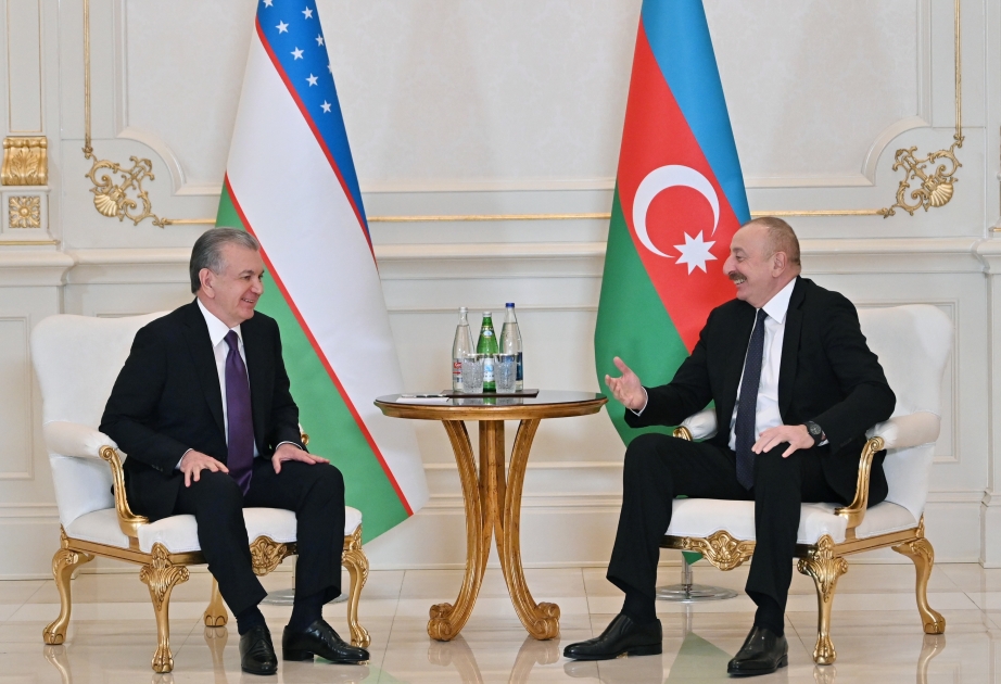 President Ilham Aliyev met with President of Uzbekistan Shavkat Mirziyoyev VIDEO