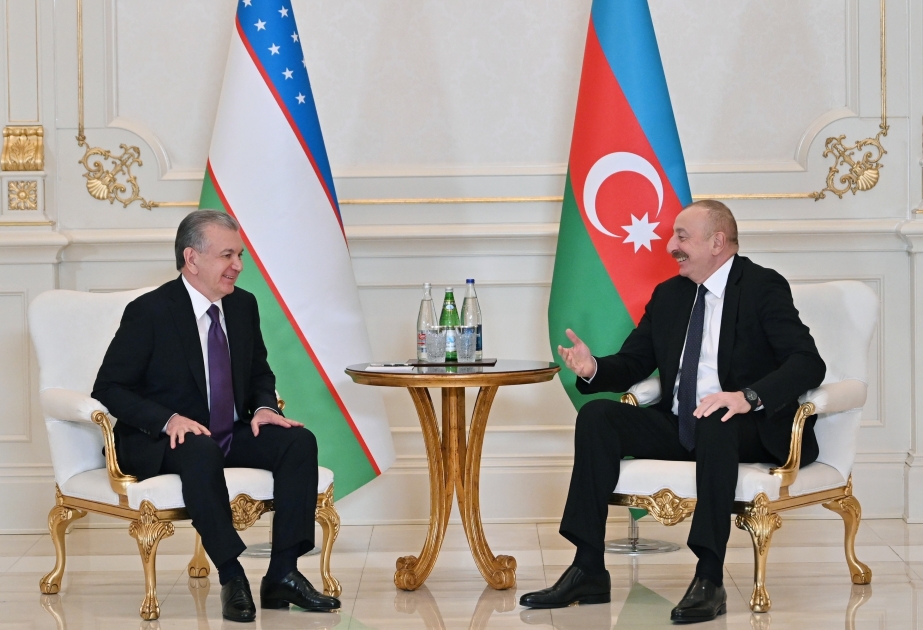 Präsident Ilham Aliyev trifft seinen usbekischen Amtskollegen Shavkat Mirziyoyev VIDEO