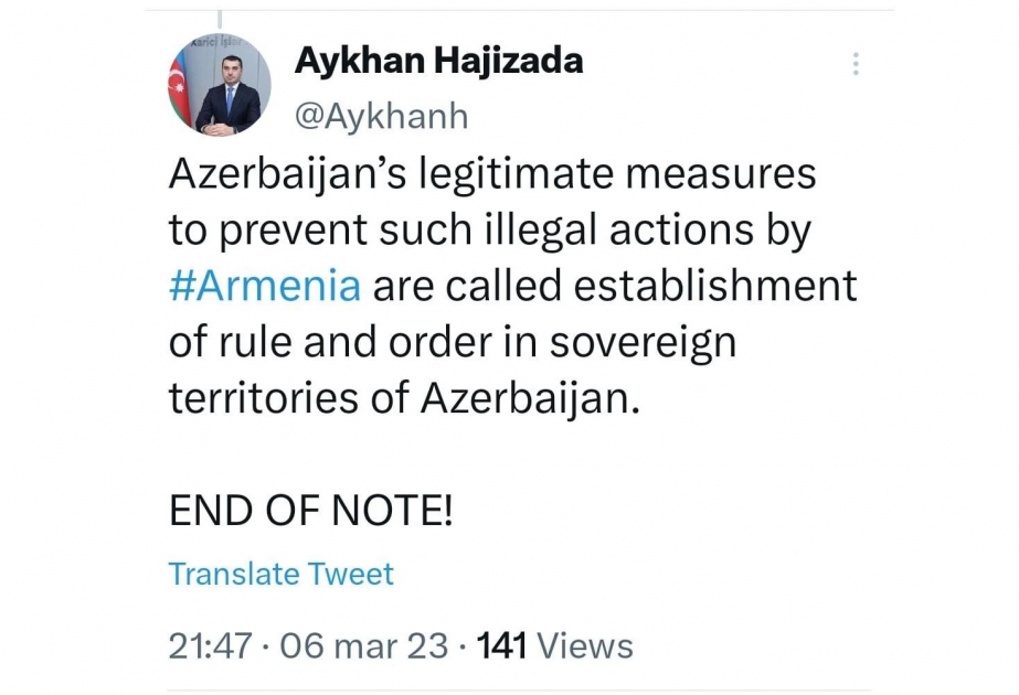 Azərbaycan XİN rəsmisi Ermənistan baş nazirinin əsassız fikirlərinə cavab verib