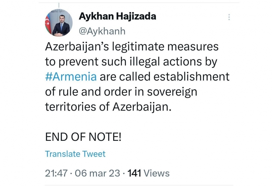 El portavoz de la Cancillería de Azerbaiyán responde a la declaración infundada del primer ministro armenio