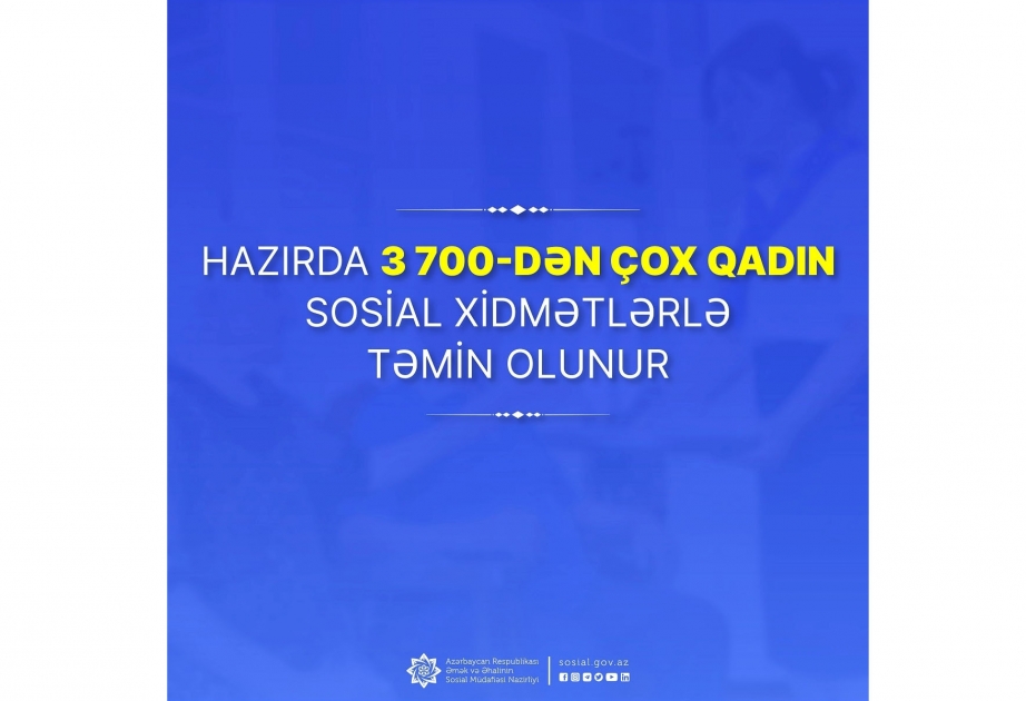 Hazırda 3700-dən çox qadın sosial xidmətlərlə təmin olunur